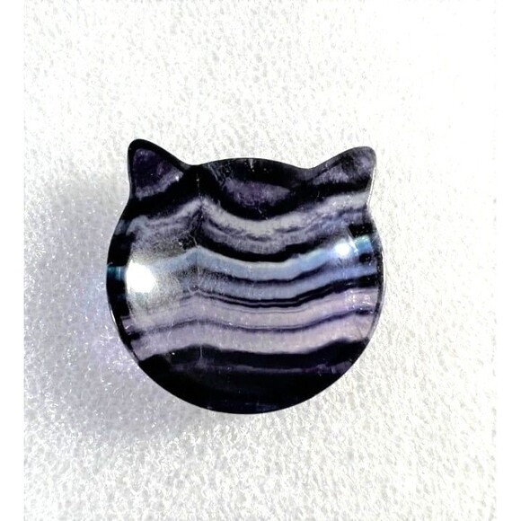 Beautiful Rainbow Fluorite Mini Cat Bowl Carving - Picture 2 of 6